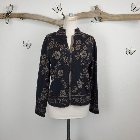 Talbots 100% wool mandarin collar cardigan - Picture 4 of 7